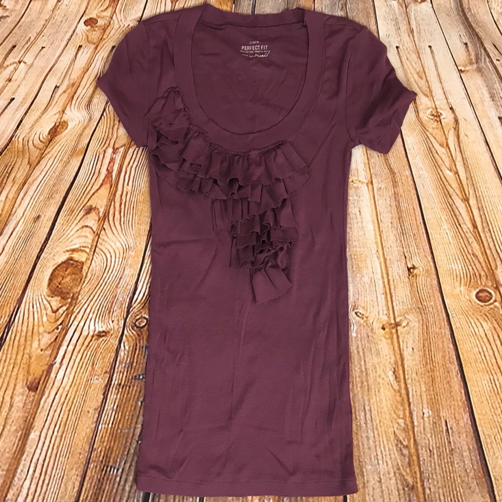J CREW PERFECT FIT RUFFLE TEE